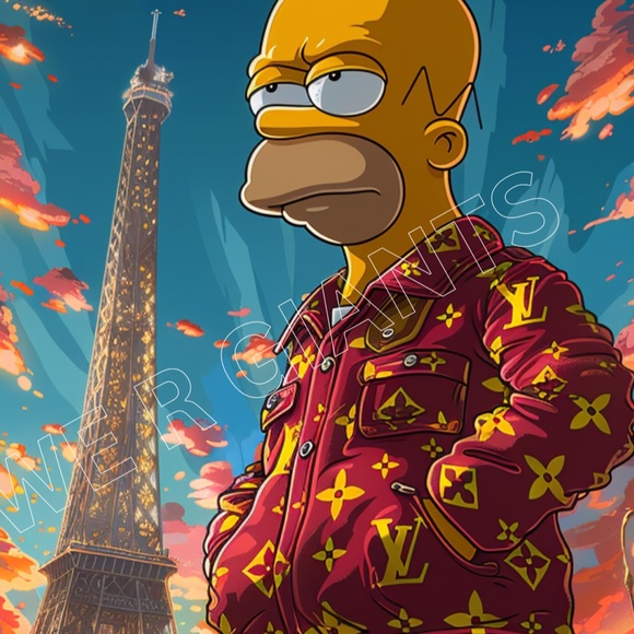 LOUIS VUITTON X HOMER SIMPSON POSTER 11X17 PRINT WALL DECOR WALL ART BY DENARDAI - Picture 2 of 2